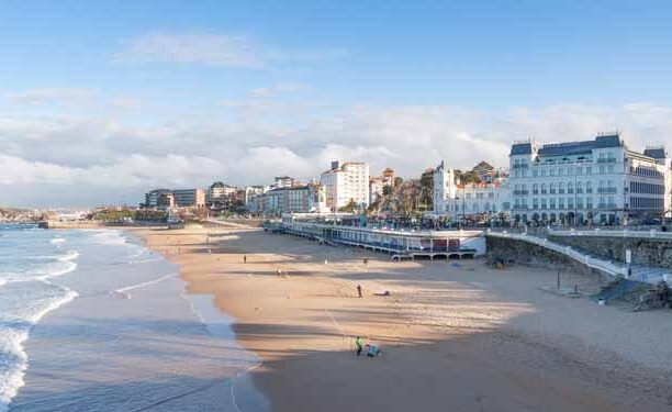 Beautiful panorama of Santander beach, Cantabria, Spain, in a quiet spring day