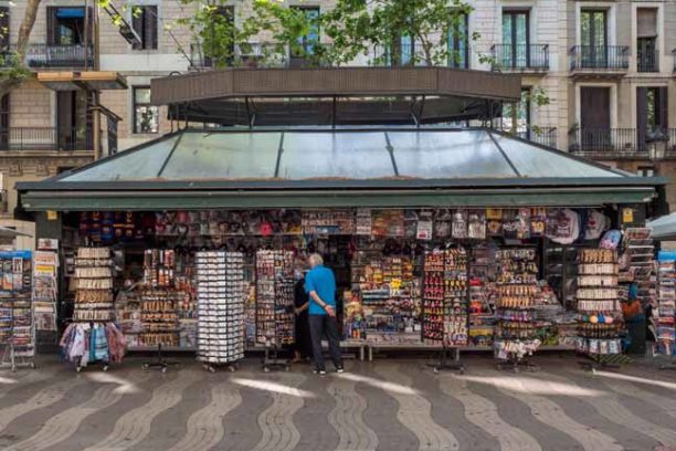 kiosk on the Ramblas in Barcelona, Spain